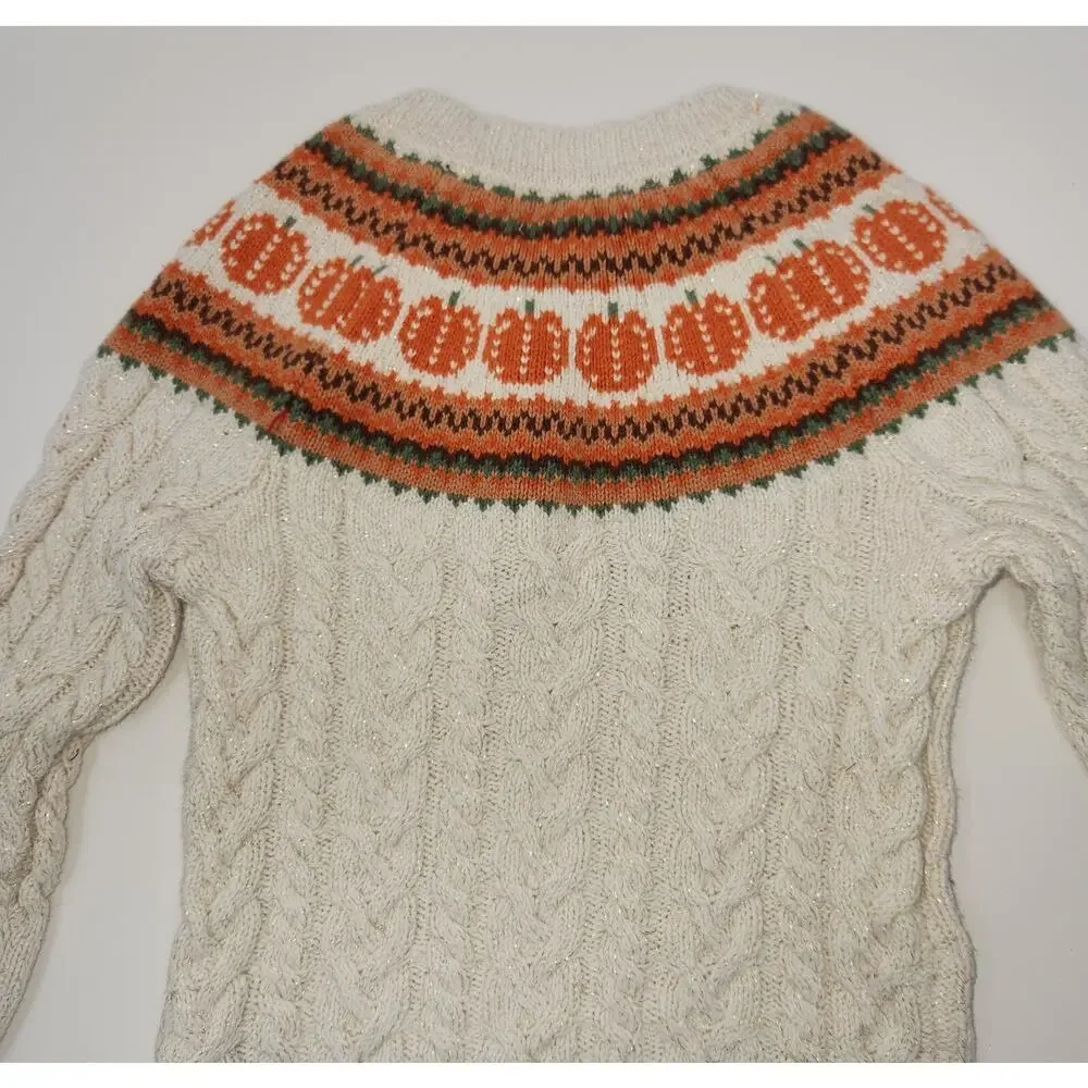 Cynthia Rowley Girls Pumpkin Fall Autumn Thanksgiving Sweater XS 4